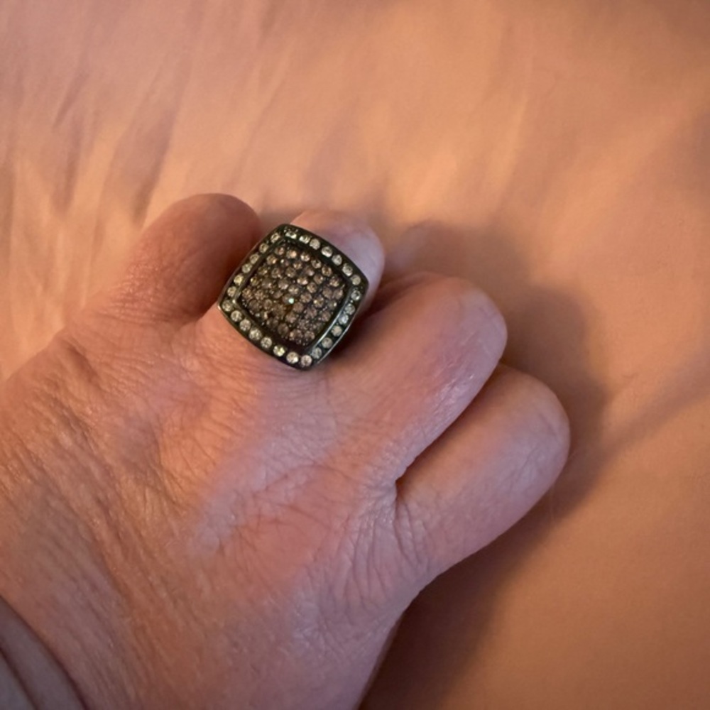 Chunky Black and Yellow Square Ring